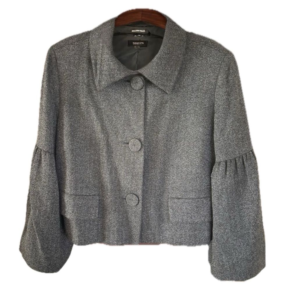 Ellen Tracy Plant Blue/Black Tweed Pant Suit